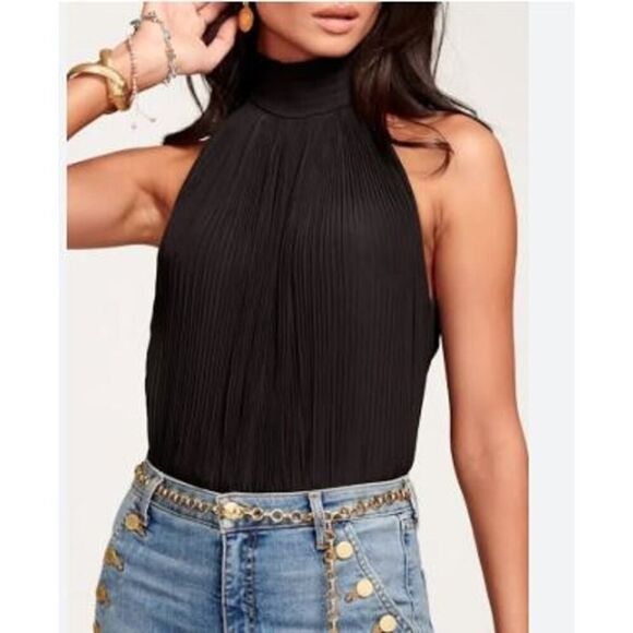 NWT 295 Ramy Brook Women's Arthur Pleated Mock Turtleneck Sleeveless Top M L - Picture 6 of 16